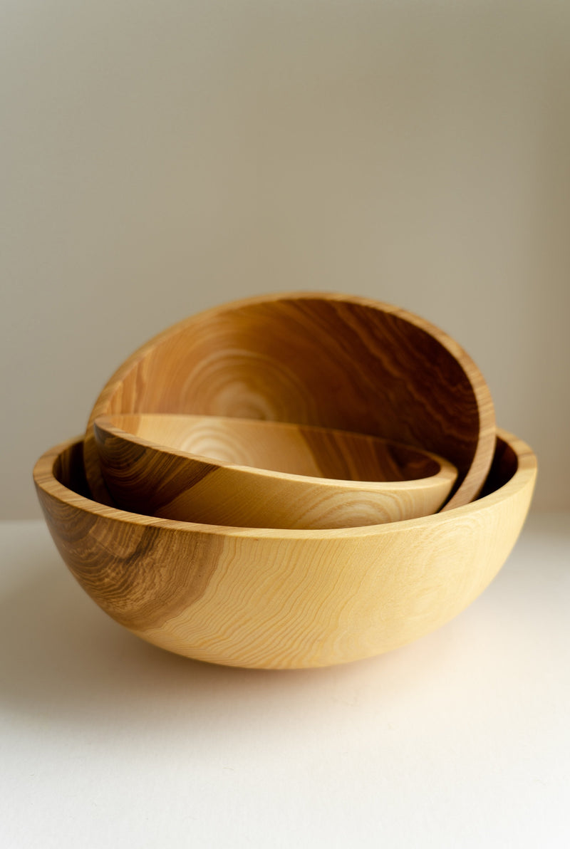 Hand-carved ash wood nesting bowls by CREATING COMFORT